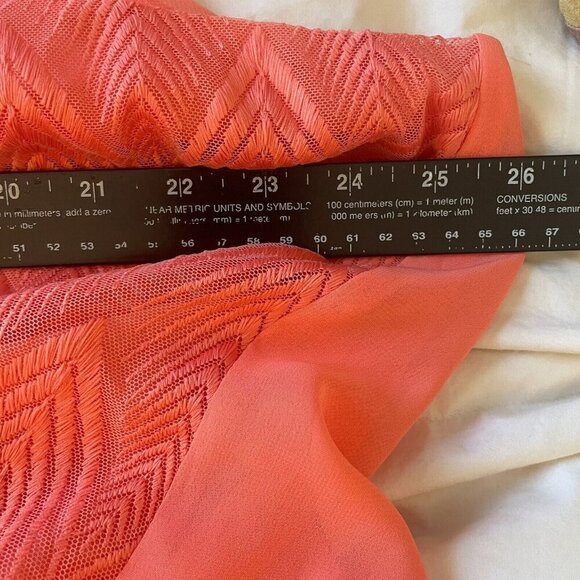 ZAC & RACHEL Woman Art Deco Top Size 3X Plus Guava Pink Sheer Flowy NWT- Defect - Picture 10 of 15